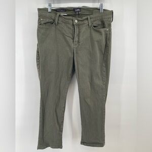 NYDJ Dayla Wide Cuff Capri Lift Tuck Solid Olive 12P Summer Casual Designer